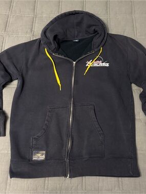 Red Bull Air Race Black Zip-Up Hoodie with Yellow Drawstrings